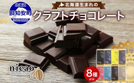 北海道 クラフト チョコレート 8種セット ダーク 梅酒 レーズン エスプレッソ ラズベリー ジンジャー チリ&ソルト ミルク アーモンド チョコ スイーツ デザート 洋菓子 グルメ お取り寄せ ギフト 送料無料 倶知安町