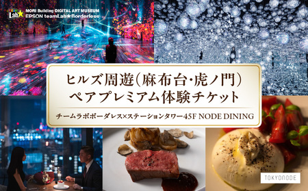 [ヒルズ周遊(麻布台・虎ノ門)ペア体験]チームラボボーダレス/ステーションタワー45F NODE DINING コース料理