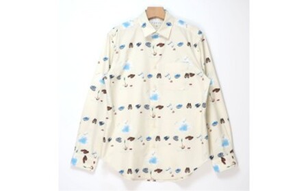 CLOFT 綿100%長袖プリントシャツ"たまにはぼっーとしようよ" L 0139-017-S07-2