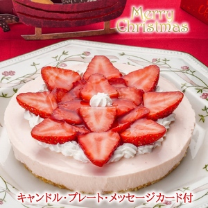 クリスマスケーキ 季節のフルーツレア チーズケーキ(苺)(キャンドル・Xmasプレート付) 0007-023-S05