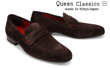 クインクラシコ 革靴 88001 (カラー:ダークブラウン、サイズ:24.5cm) コインローファー メンズ スエード 牛革 ビジネス カジュアル_0207-017-T06-2-1