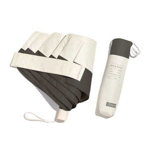 [一木良品] レディース 折りたたみ傘 晴雨兼用 (種類：丸型、オフ×ブラック) K25A01