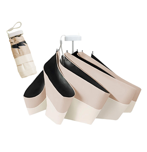 [一木良品] レディース 折りたたみ傘 晴雨兼用 (種類：薄型、オフ×ベージュ) KR91