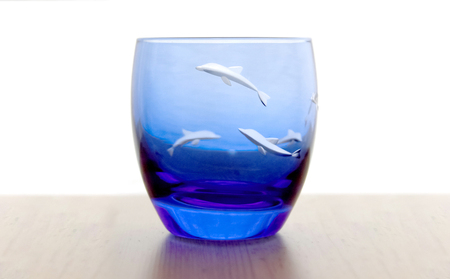 浅草切子 aquatic「Dolphin Dance 丸オールド青藍」_0012-068-T07