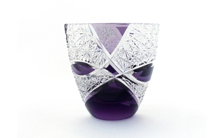 浅草切子 KANA KURITA「ぐい呑み 円 青紫」木箱入り_0012-107-T07