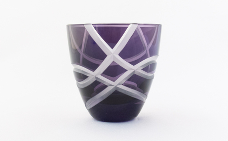 浅草切子 KANA KURITA「ぐい呑み 結 青紫」木箱入り_0012-110-T07