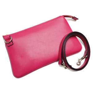 お財布バッグ[JOY]イタリア産高級牛革使用 ショルダー紐付 (全4色)(カラー:ピンク)