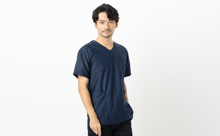 レピウスの白衣 【メンズ】 5ポケット ストレッチ スクラブ / ネーム刺繍付き(サイズ：Sサイズ)
