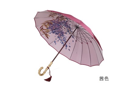 [前原光榮商店]婦人用雨傘 藤ごころ-カーボン[手元:楓]名入れ可(カラー:茜色)