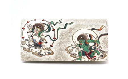 [文庫屋大関]束入れ 風神雷神[皮革工芸品] 財布 お札 お札入れ 長財布 カード 小銭 牛革 手作り 日本製 墨田区 東京都