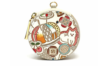 [文庫屋大関]マカロンポーチ ソーイング[皮革工芸品] ポーチ ミニポーチ 小物入れ アクセサリー入れ イヤホン入れ 収納 保管ケース 手のひらサイズ 本革 革 皮革 工芸品 工芸 雑貨 ギフト プレゼント 日本製 東京