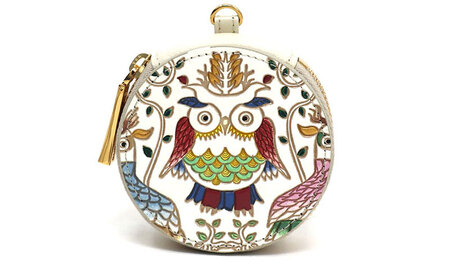 [文庫屋大関]マカロンポーチ ふくろう[皮革工芸品] ポーチ ミニポーチ 小物入れ アクセサリー入れ イヤホン入れ 収納 保管ケース 手のひらサイズ 本革 革 皮革 工芸品 工芸 雑貨 ギフト プレゼント 日本製 東京