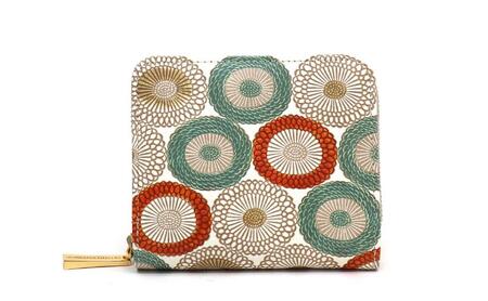 [文庫屋大関]二つ折りファスナーミニ財布 笠菊[若草][皮革工芸品]財布 二つ折り 小物 お札 カード 小銭 コンパクト 牛革 手作り 日本製 墨田区 東京都