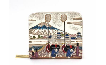 [文庫屋大関]二つ折りファスナーミニ財布 日本橋[皮革工芸品]財布 二つ折り 小物 お札 カード 小銭 コンパクト 牛革 手作り 日本製 墨田区 東京都