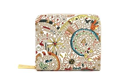 [文庫屋大関]二つ折りファスナーミニ財布 かくれんぼ猫[皮革工芸品]財布 二つ折り 小物 お札 カード 小銭 コンパクト 牛革 手作り 日本製 墨田区 東京都