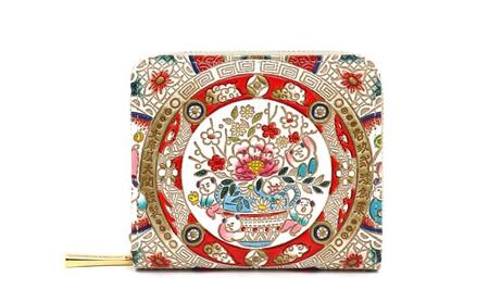 [文庫屋大関]二つ折りファスナーミニ財布 唐子[皮革工芸品]財布 二つ折り 小物 お札 カード 小銭 コンパクト 牛革 手作り 日本製 墨田区 東京都