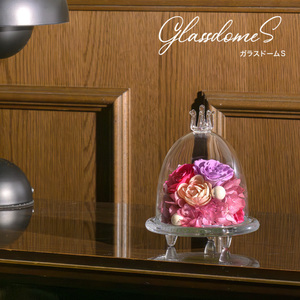 ガラスドームS 花 お花 プリザーブドフラワー ギフト プレゼント お祝い 誕生日 お供え アレンジ インテリア 東京都 墨田区 ピンク