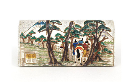 [文庫屋大関]スッキリ大人の財布 束入れ 浮世絵 吉原[皮革工芸品] ファッション小物 手作業 手塗