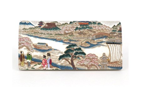 [文庫屋大関]スッキリ大人の財布 束入れ 浮世絵 待乳山[皮革工芸品]