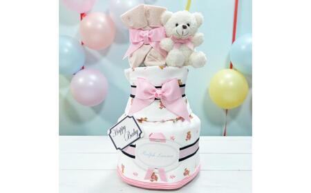 おむつケーキ ブランケット:ピンク(おむつM)[kt045-005-4]