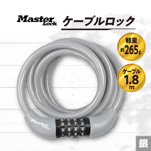 ケーブルロック 8221JADPROSLV(銀) ダイヤル式 防犯 防災 Master Lock