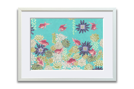 アート作品「多肉植物と琉金」(小) [169002] 絵画 インテリア アｰト 芸術品 美術品