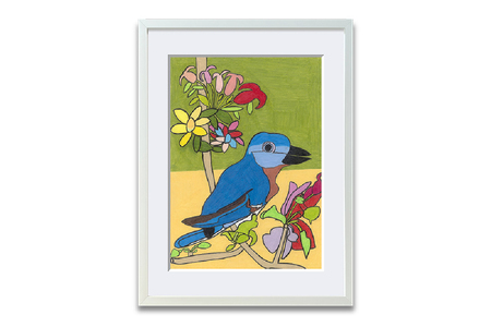 アート作品「りんごの花とルリビタキ」(小) [169008] 絵画 インテリア アｰト 芸術品 美術品