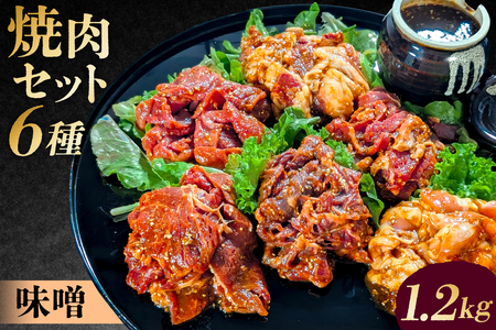 焼肉セット6種(味噌)[195014 ]味付け 味噌 簡単 1.2kg BBQ バーベキュー 牛モモ 牛カルビ 牛ウデ 牛肩ロース 牛さがり 鶏もも 小分け 冷凍保存