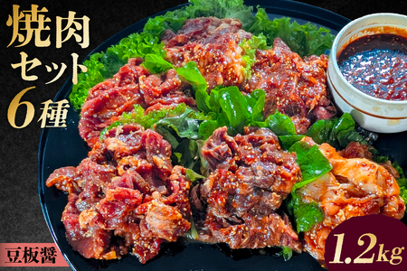 焼肉セット6種(豆板醤)[195015 ] 味付け 豆板醤 簡単 1.2kg BBQ バーベキュー 牛モモ 牛カルビ 牛ウデ 牛肩ロース 牛さがり 鶏もも 小分け 冷凍保存