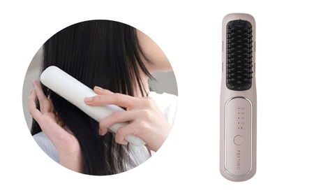 [フェスティノ]充電式スタイリングヒーターブラシ サンドベージュ SMHB-049-SB [223011]