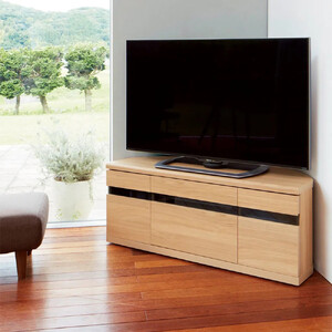 キャスター付きコーナーテレビ台 幅110高さ44cm ロータイプ 49型対応[ウォルナット]_1902905263_02