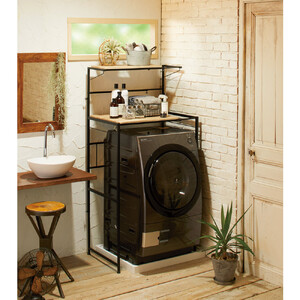 天井が低くても置けるカフェスタイルランドリーラック 棚2段 高さ143～193cm【ホワイト】_1904000792_01