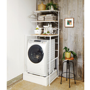 天井が低くても置けるカフェスタイルランドリーラック 棚3段 高さ172～222cm【ホワイト】_1904000793_01