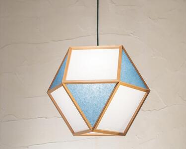 【照明／国産杉】ペンダントライト『的Ｌ mato-L』 白×藍　AP831-D