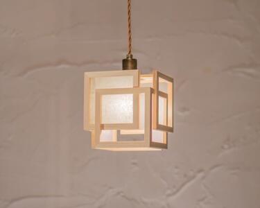 【照明／国産檜】ペンダントライト/CombinationLamp『旬ミニ shun-mini』 白×銀鼠　AP860-B