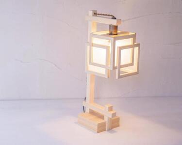 [照明/国産檜]スタンドライト/CombinationLamp『旬ミニ shun-mini』 白×白 A550-A