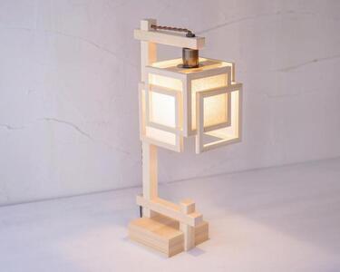 【照明／国産檜】スタンドライト/CombinationLamp『旬ミニ shun-mini』 白×銀鼠　A550-B