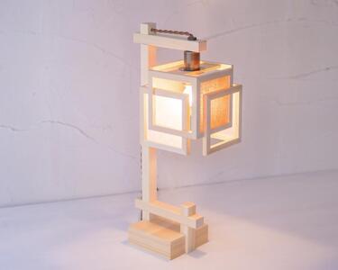 【照明／国産檜】スタンドライト/CombinationLamp『旬ミニ shun-mini』 白×緋　A550-C