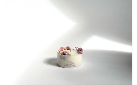 ロスフラワーで作る、ソイリースボタニカルキャンドル [ピンク&ホワイト](無香料)