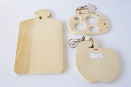 うさぎとりんごのキッチンセット 「スパゲッティーメジャー」&「カットボード」&「鍋敷」のセット