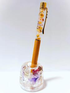 [Art grace]クリスタルハーバリウムボールペン(キャメル)&ハーバリウムペン立て(ピンク)セット