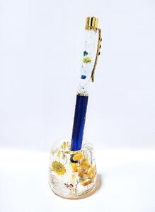 [Art grace]クリスタルハーバリウムボールペン(ミッドナイトブルー)&ハーバリウムペン立て(イエロー)セット