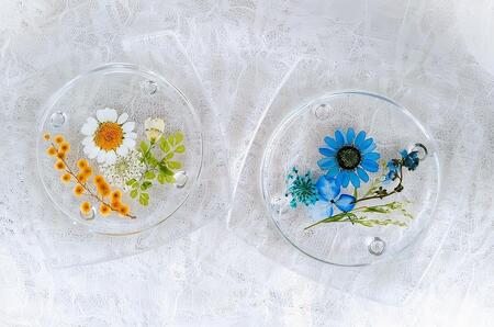 【Art grace】ノースポールのハーバリウムコースター　2枚セット