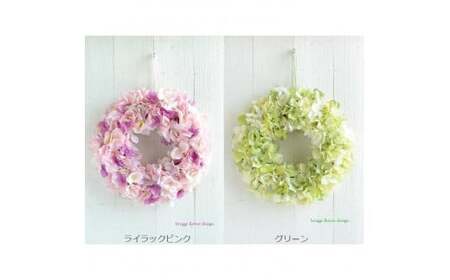 [グリーン][完成品] 人気のインテリリース 「紫陽花リース」