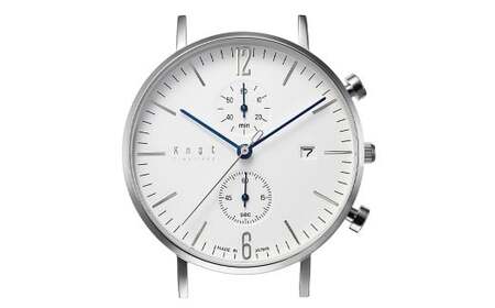 [株式会社Knot] 選べる! ストラップカラー 8色 クラシックシリーズ クロノグラフ シルバー×ホワイト (CC-39SVWH1) 腕時計 時計 ストップウォッチ ウォッチ 日本製 電池式 東京都 武蔵野市