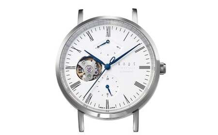 [株式会社Knot] 選べる! ストラップカラー 8色 クラシックシリーズ メカニカルオープンハート シルバー×ホワイト (CAP-38SVWH1) 腕時計 時計 ウォッチ 日本製 機械式 自動巻き 東京都 武蔵野市