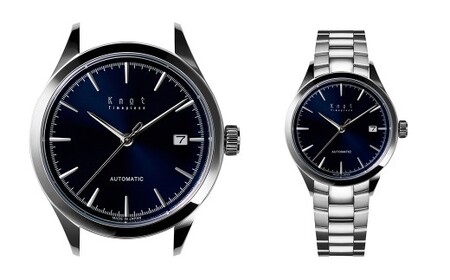 [シルバー×ネイビー (AT-38SVNV)] [株式会社Knot] 選べる! プレミアムシリーズ オートマティック & ステンレスリンクブレスレット 腕時計 時計 ドレスウオッチ ウォッチ 日本製 機械式時計 機械式 自動巻き 東京都 武蔵野市