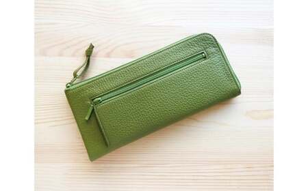 [革工房きくわん舎][グリーン]フラット札入れ(長財布) / シュリンクレザー さいふ サイフ 東京都