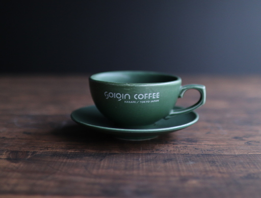 [有田焼]SOIGIN COFFEE ロゴ入りラテカップ&ソーサーセット(グリーン)