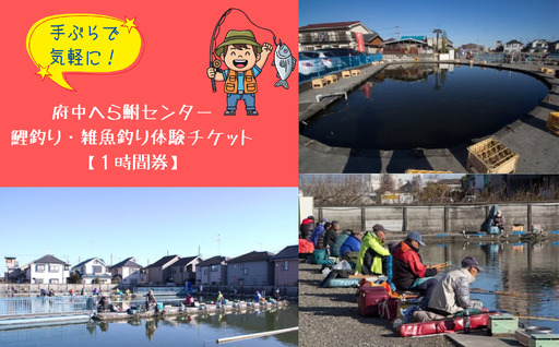 手ぶらで気軽に!府中へら鮒センター/鯉釣り・雑魚釣り体験チケット[1時間券]